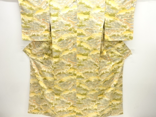 未使用品　時代人物風景模様付け下げ小紋着物